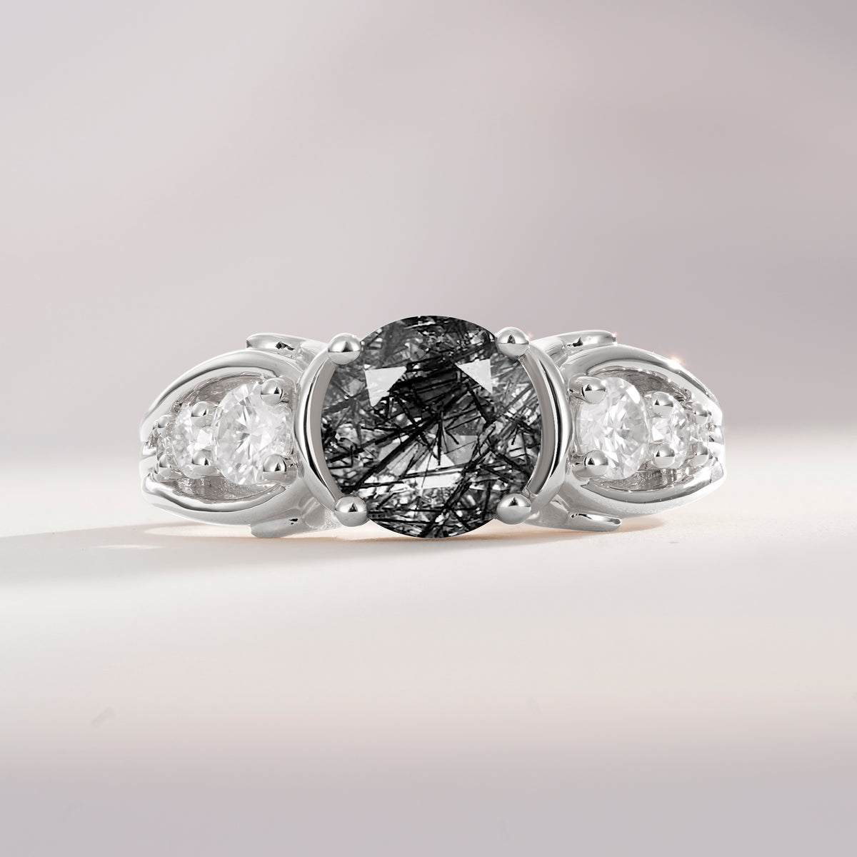 SR08639 Black Rutilated Quartz Ring - Additional view
