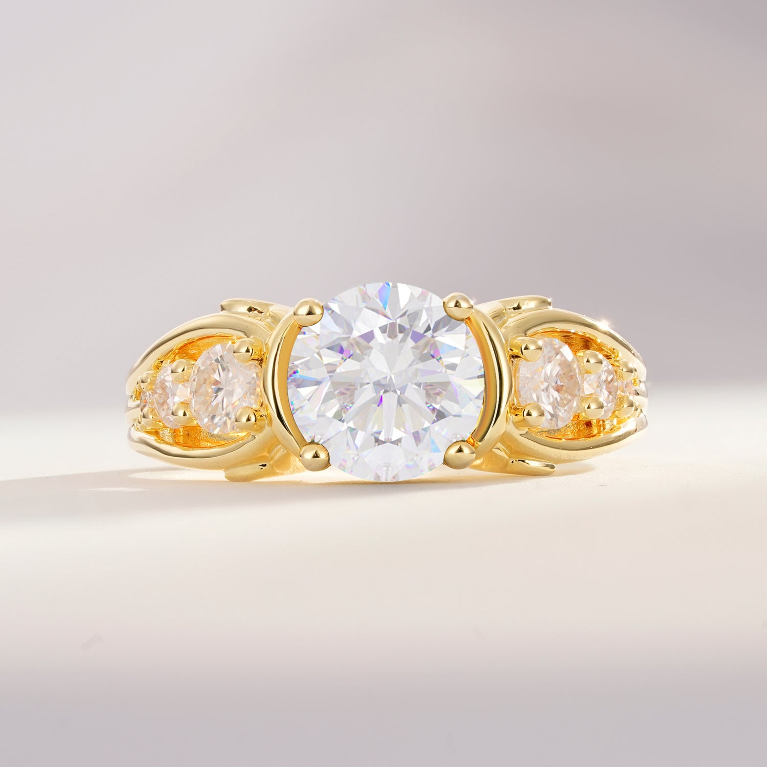 Vintage Round Cut Moissanite Handmade Anniversary Promise Ring for Her