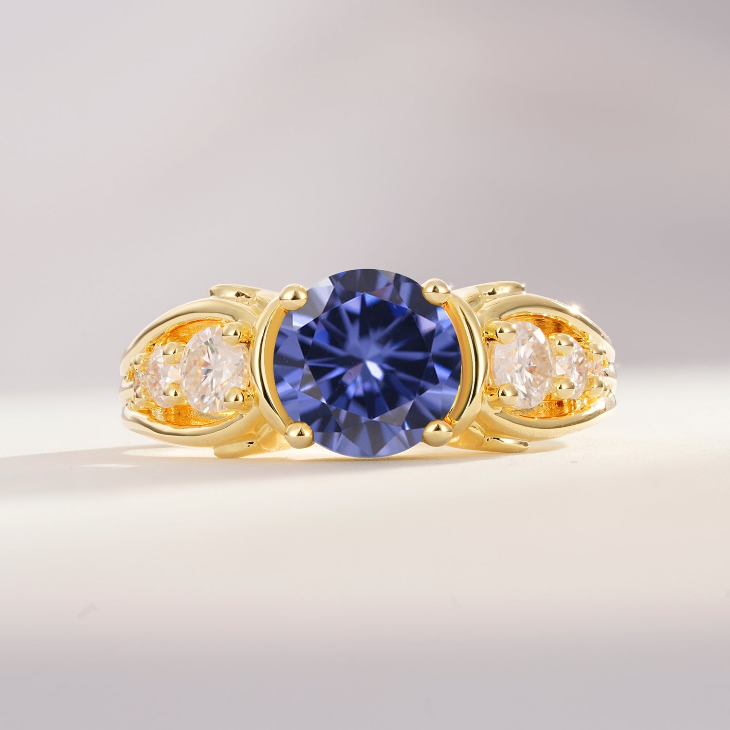 Vintage Round Cut Tanzanite Handmade Anniversary Promise Ring for Her