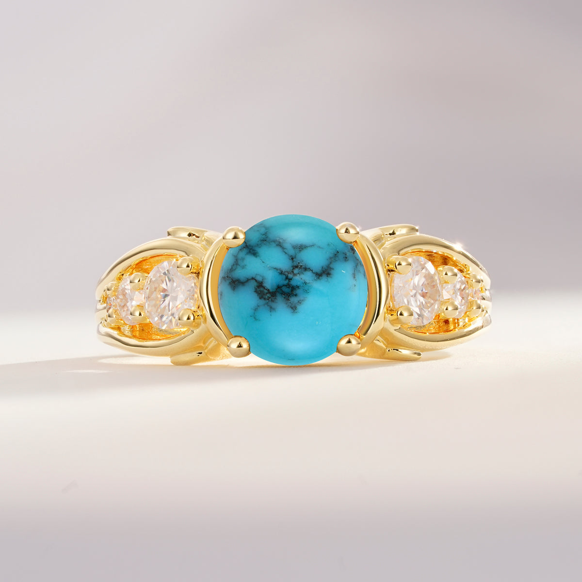 SR08639 Turquoise Ring - Yellow-Gold