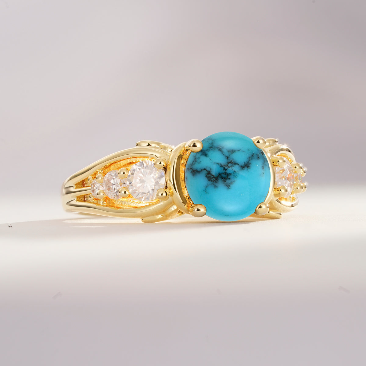 SR08639 Turquoise Ring - White-Gold