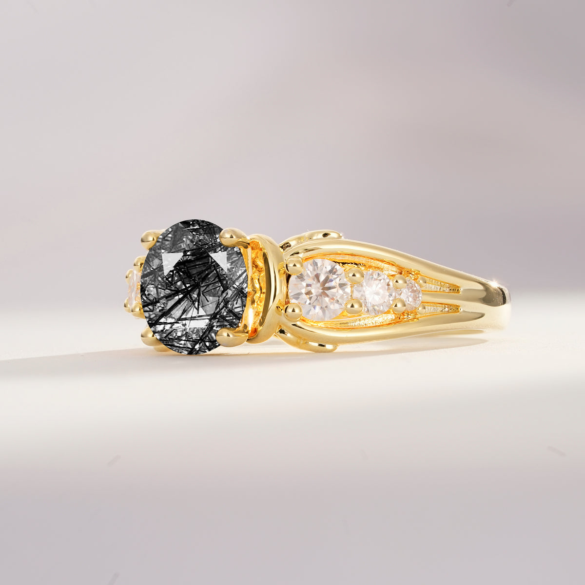 SR08639 Black Rutilated Quartz Ring - Additional view