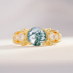 SR08639 Moss Agate Ring - Yellow-Gold