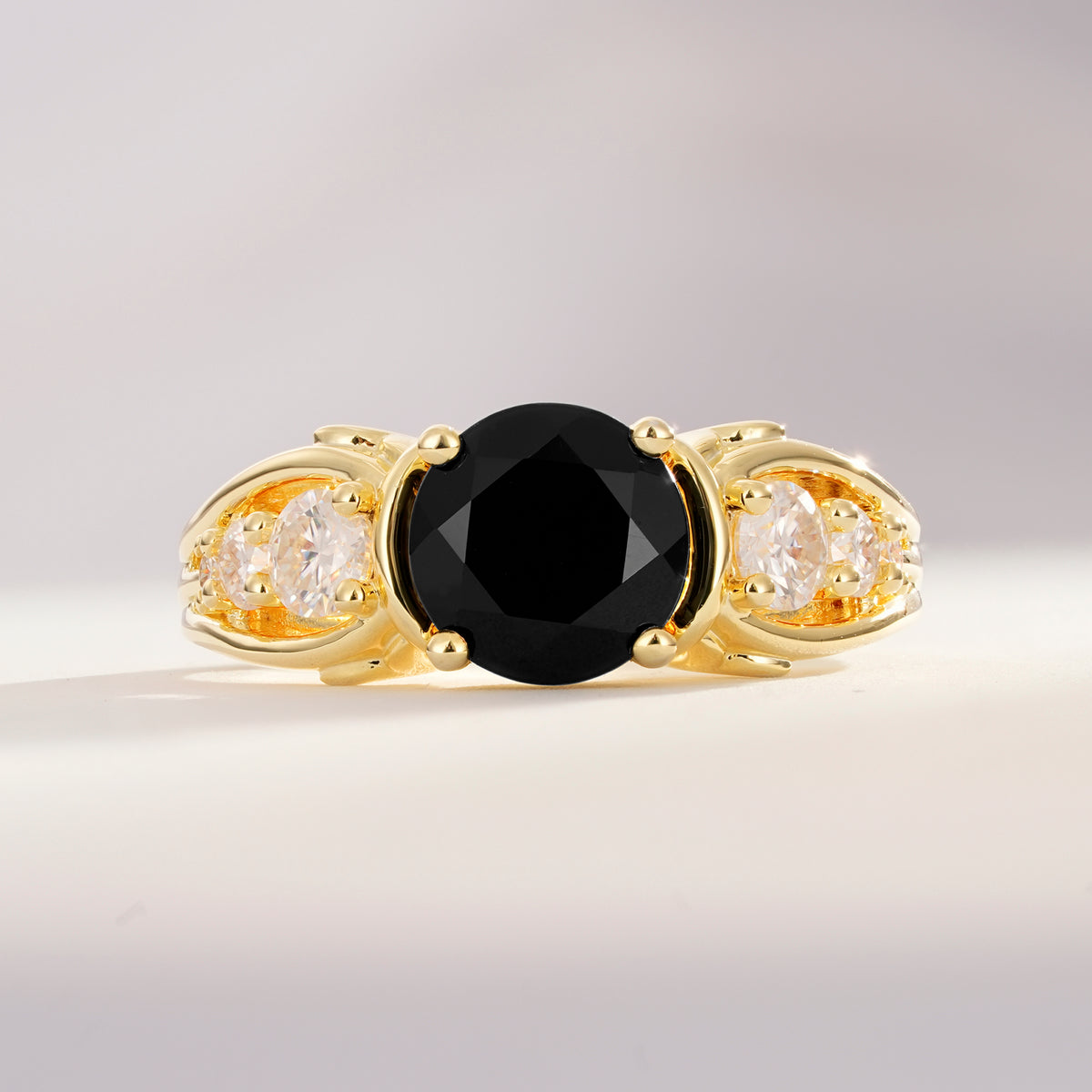 SR08639 Black Onyx Ring - Yellow-Gold