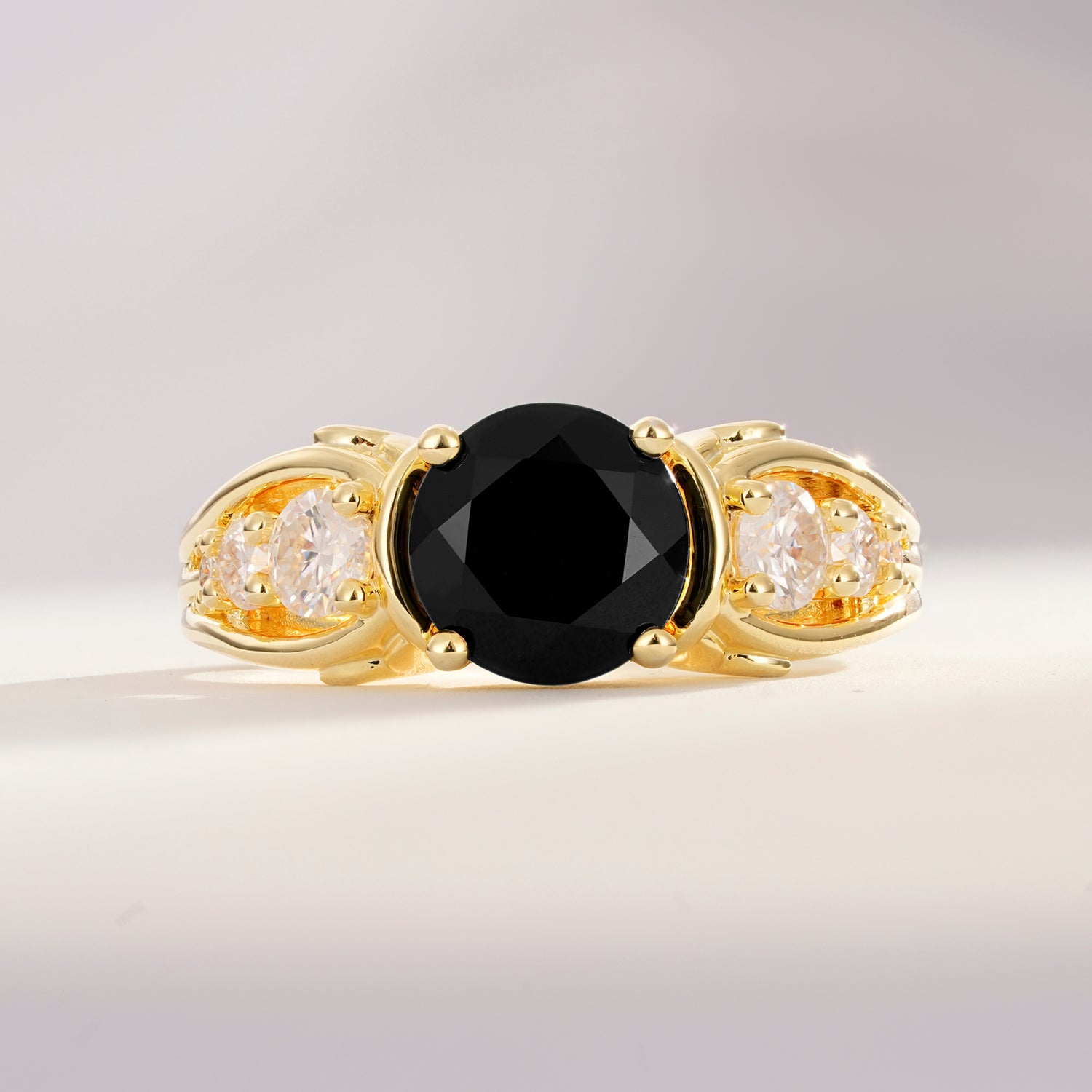 SR08639 Black Onyx Ring - Yellow-Gold