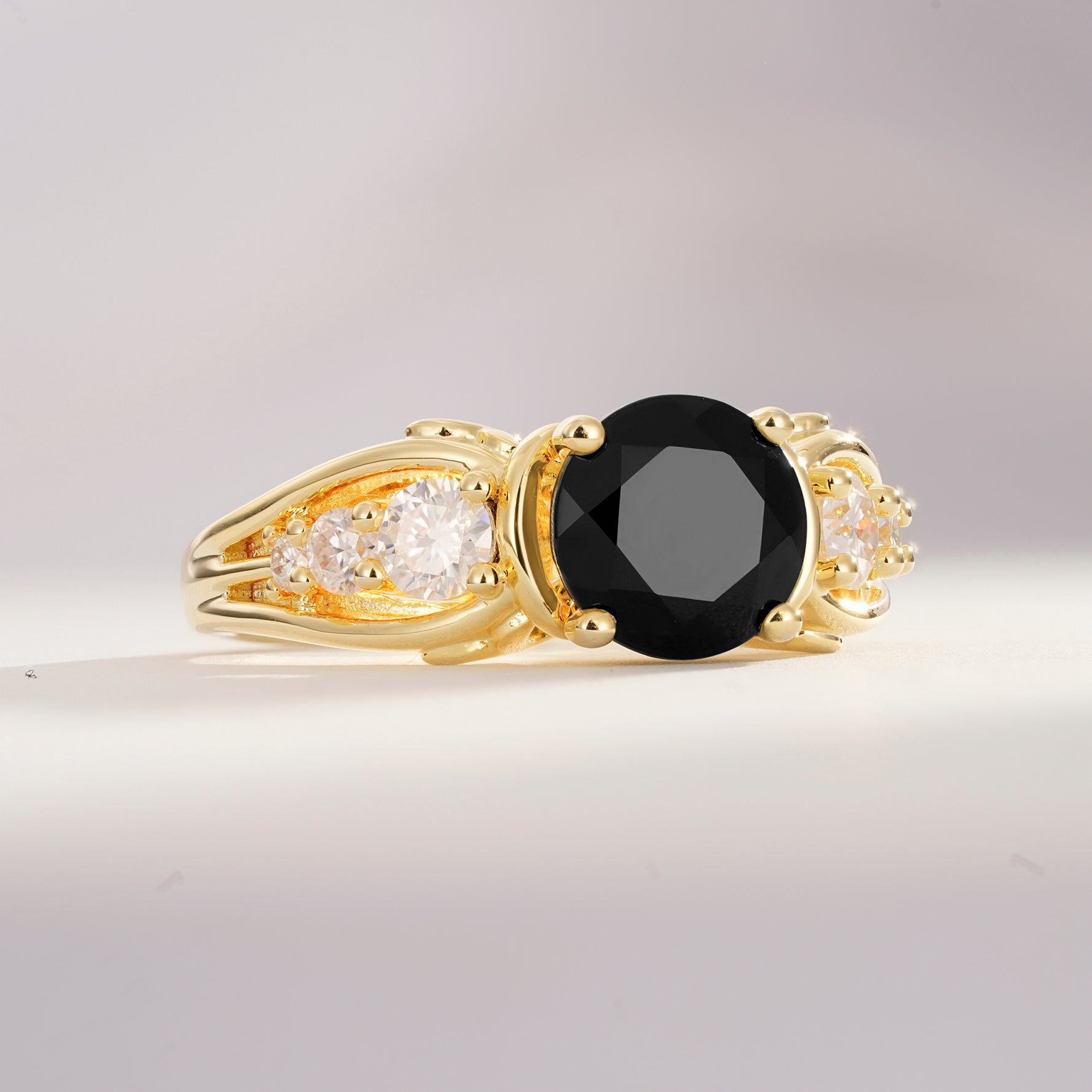 SR08639 Black Onyx Ring - White-Gold