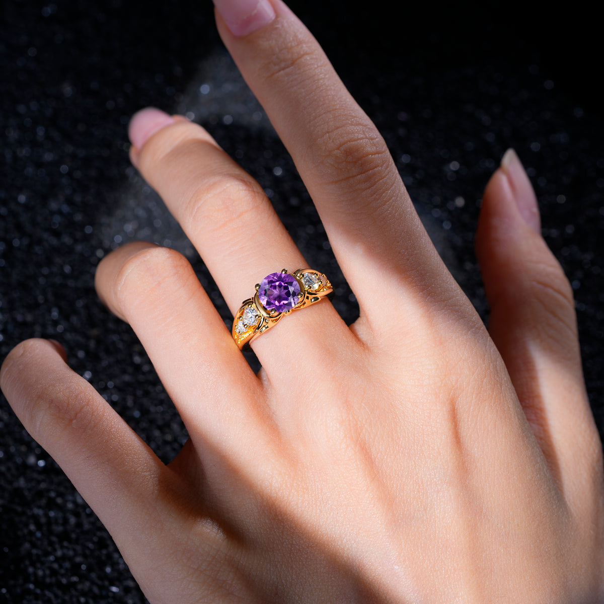 SR08639 Amethyst Ring - Rose-Gold