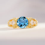 SR08639 Aquamarine Ring - Yellow-Gold