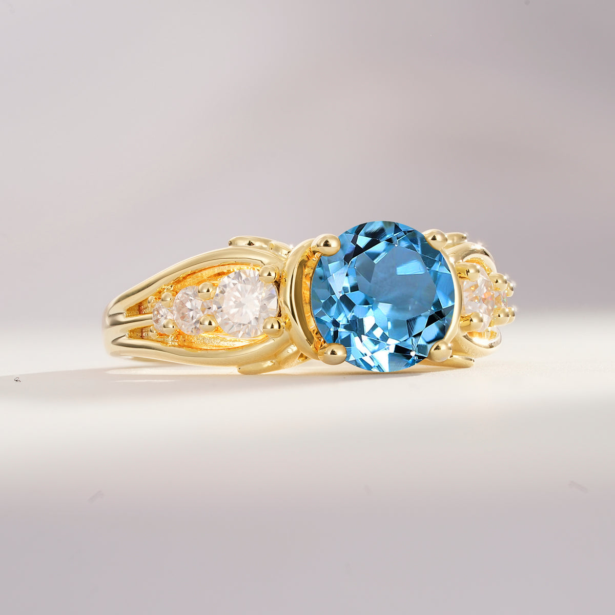 SR08639 Aquamarine Ring - White-Gold