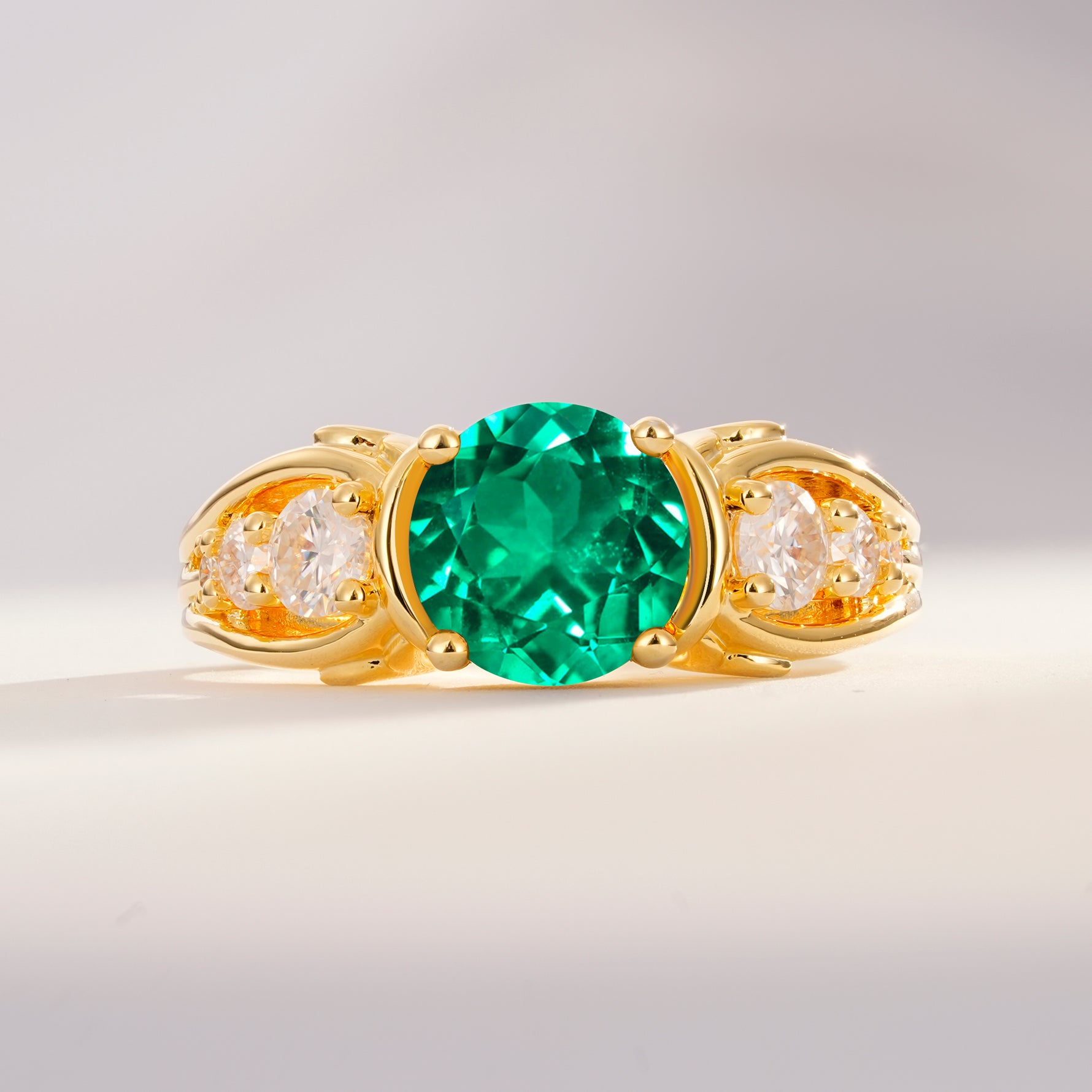 SR08639 Emerald Ring - Yellow-Gold