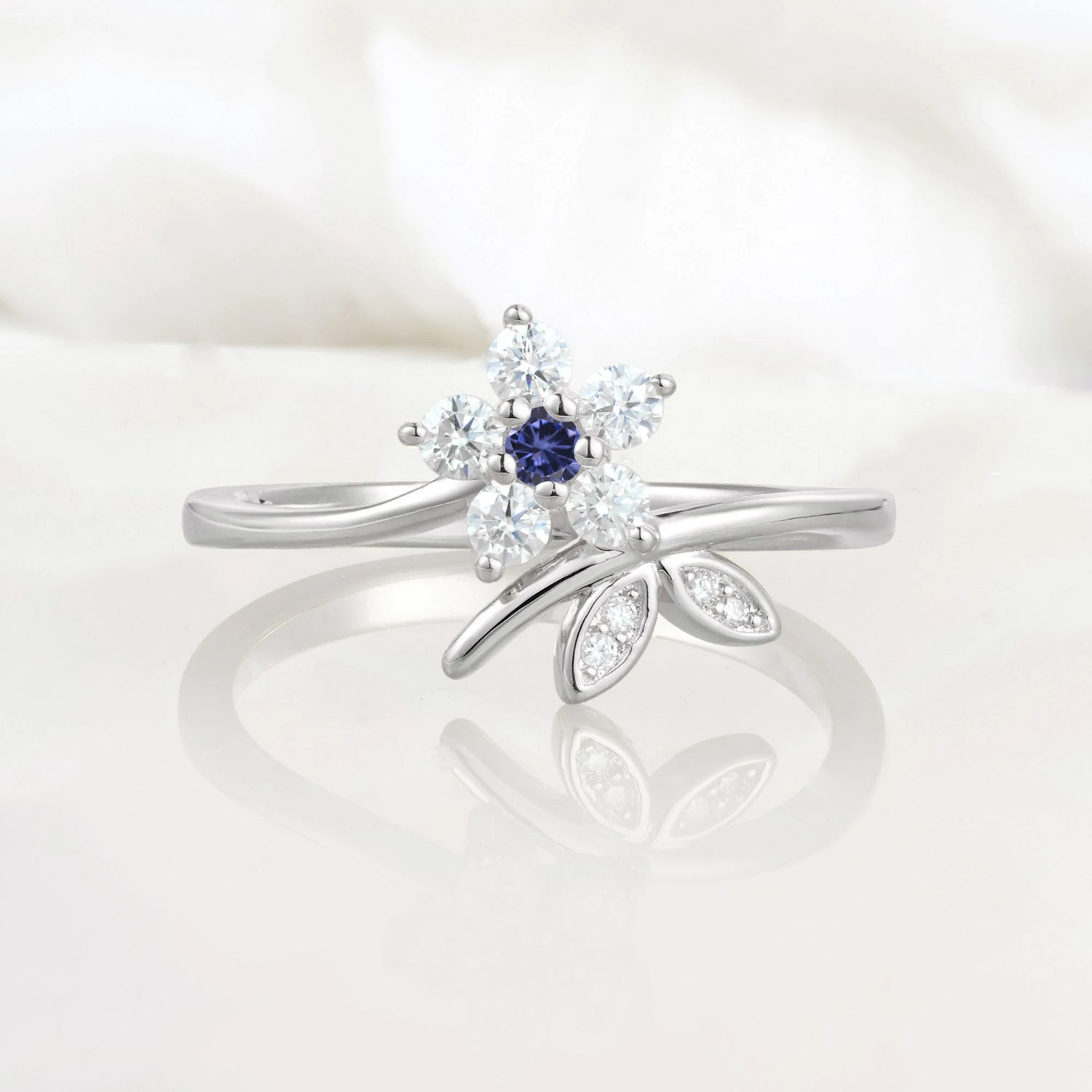 Flower Gold Leaf Vine Tanzanite Engagement Ring for Women