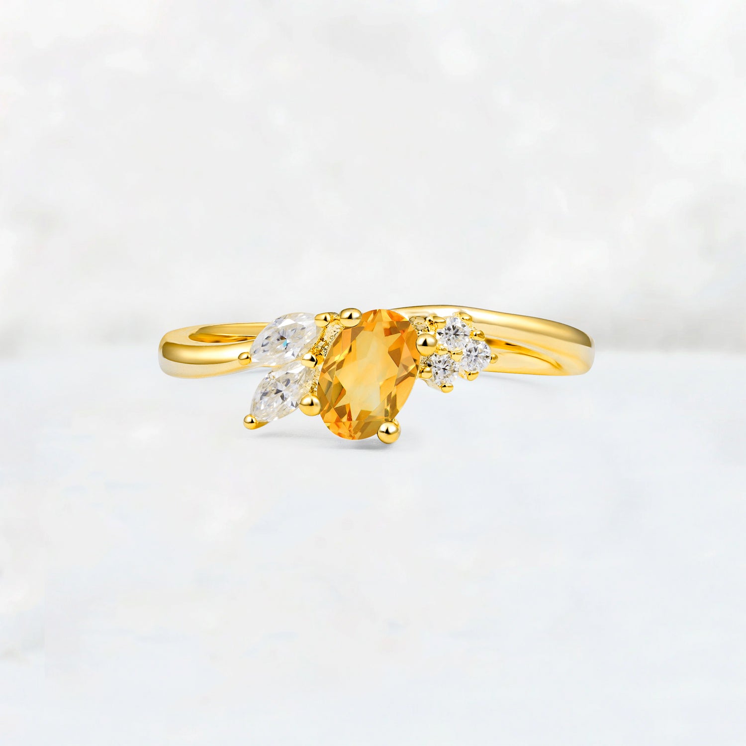 Citrine Engagement Ring for Women with Marquise Side Stones