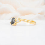 SR08714 Black Rutilated Quartz Ring - White-Gold