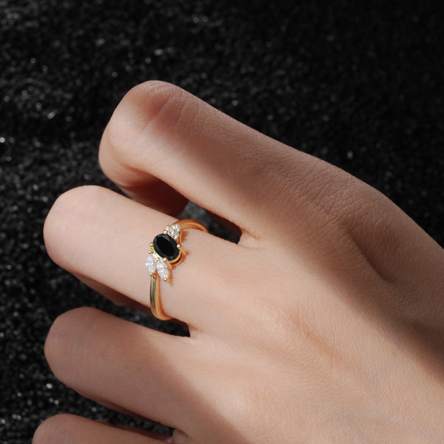 SR08714 Black Onyx Ring - Rose-Gold