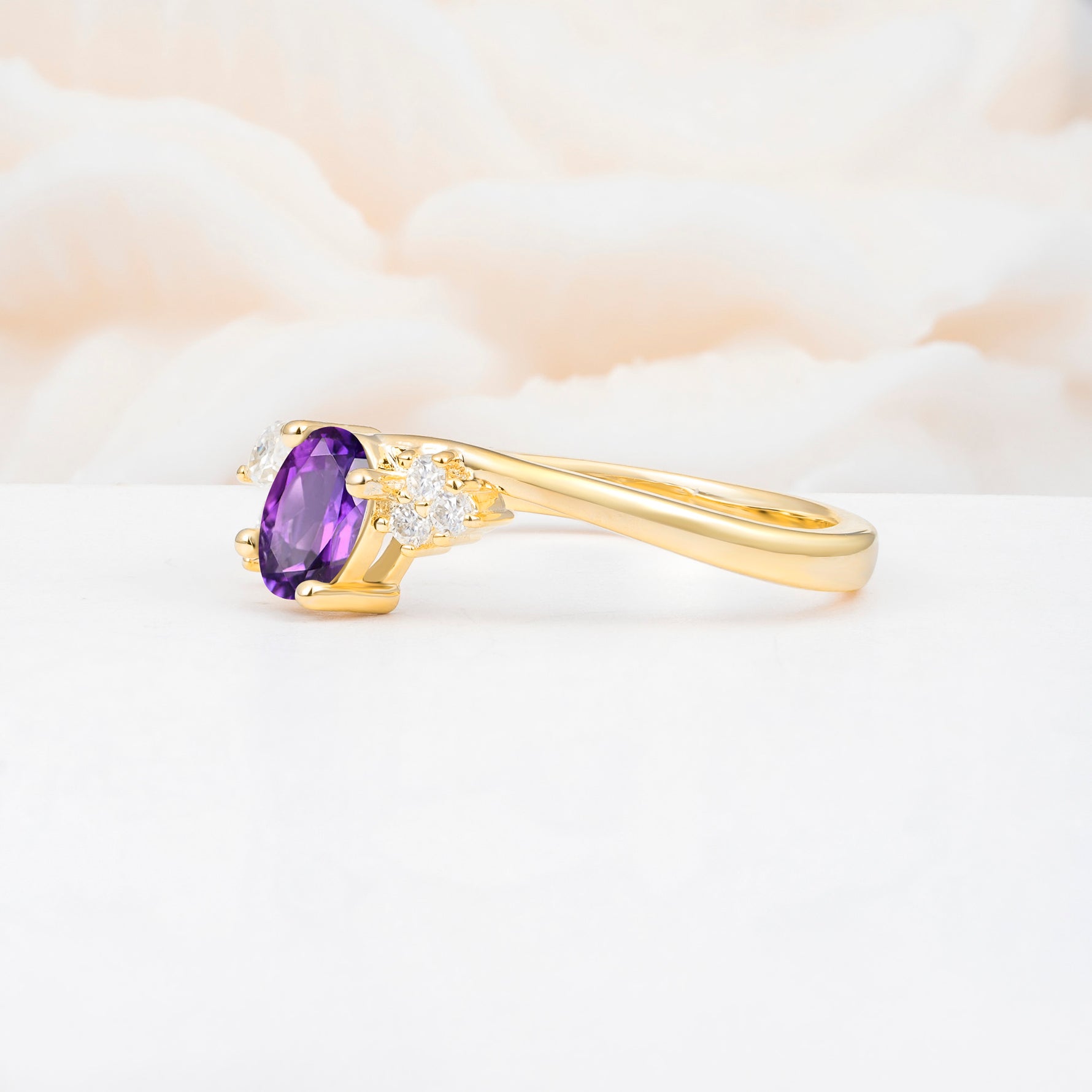 SR08714 Amethyst Ring - White-Gold