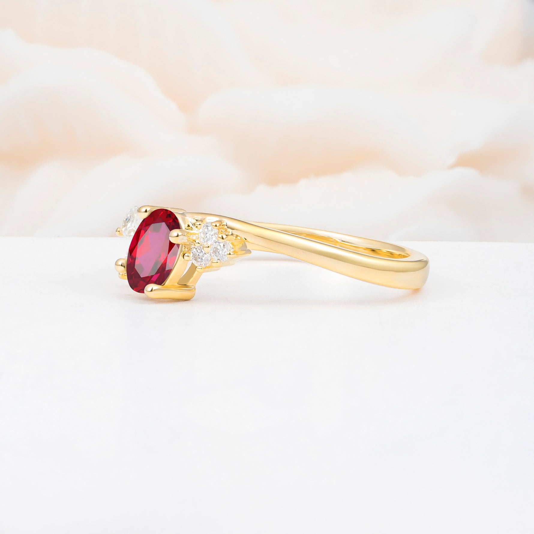 SR08714 Ruby Ring - White-Gold