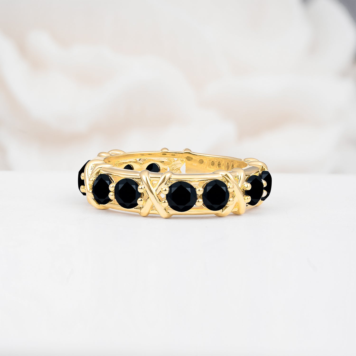SR08741 Black Onyx Ring - Yellow-Gold