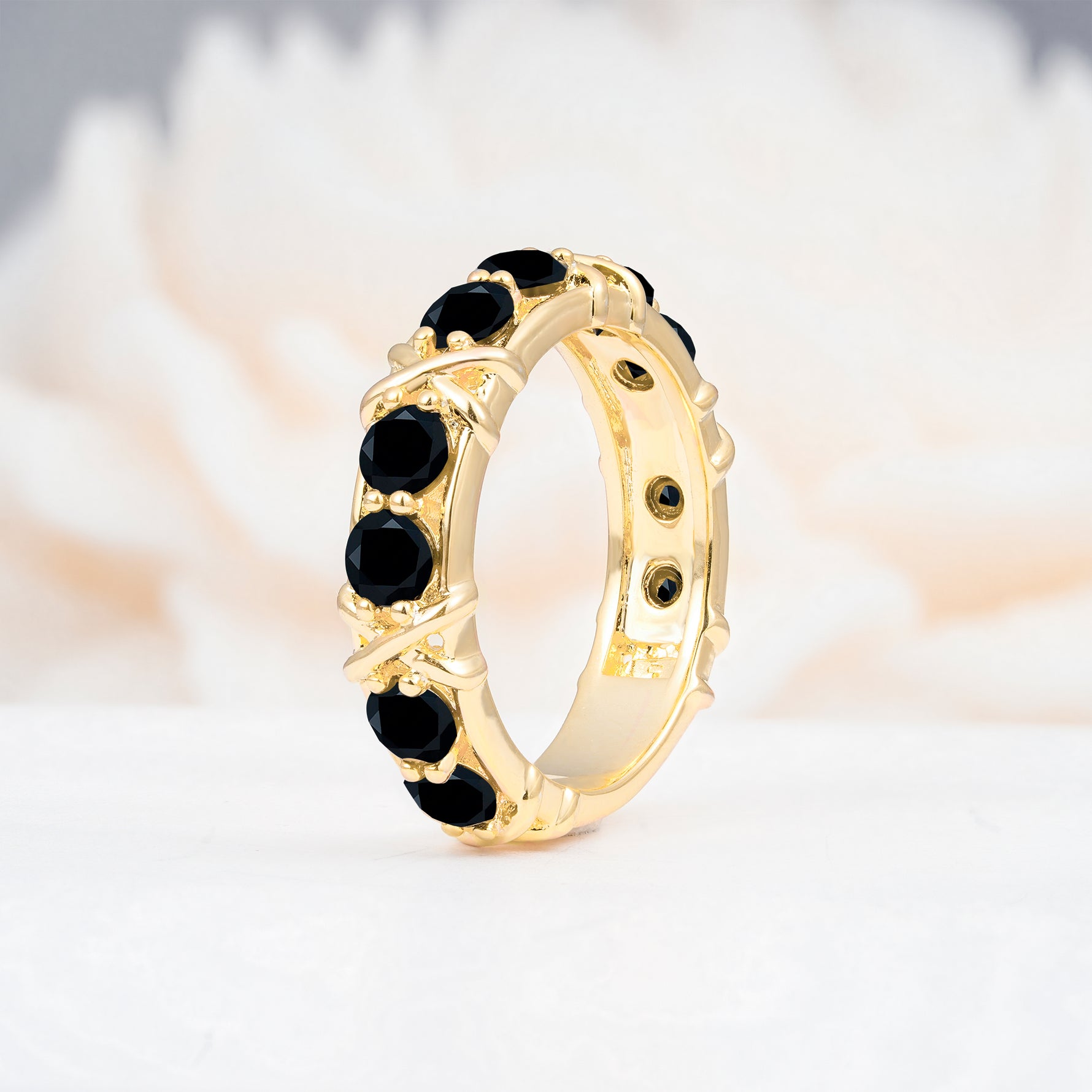SR08741 Black Onyx Ring - White-Gold