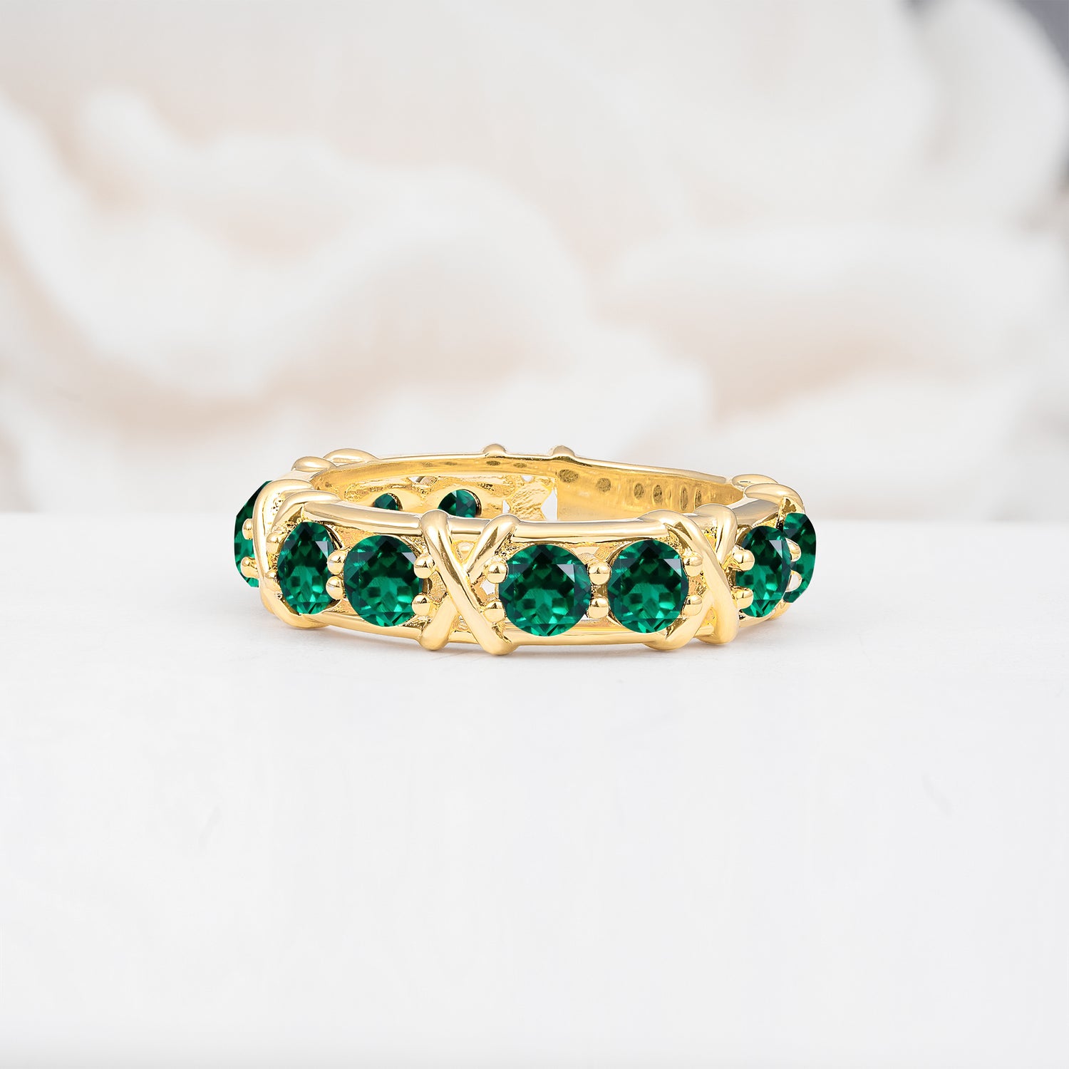 SR08741 Emerald Ring - Yellow-Gold