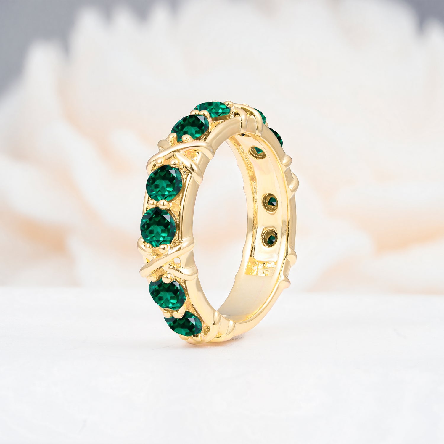 SR08741 Emerald Ring - White-Gold