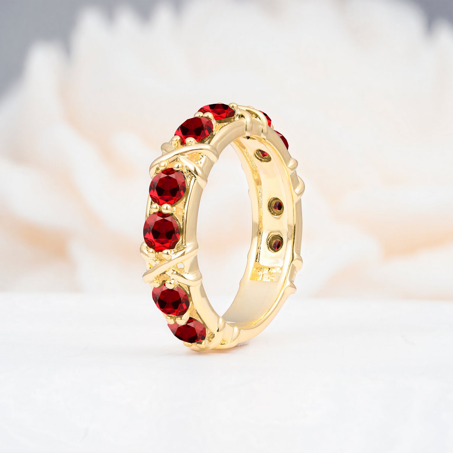 SR08741 Ruby Ring - White-Gold