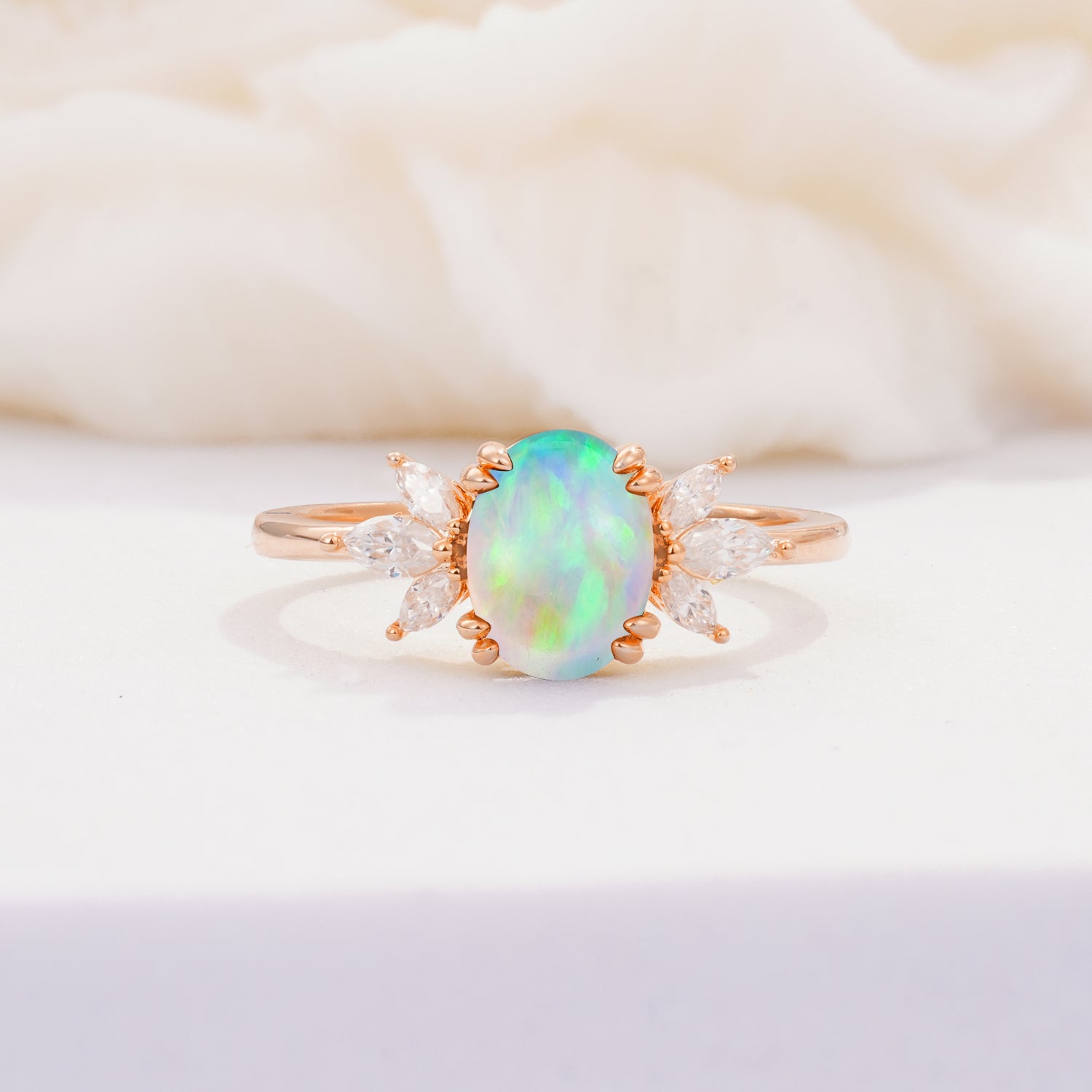Dainty Angel Wing Oval Cut  Opal Engagement Ring Jewelry Gift for Her