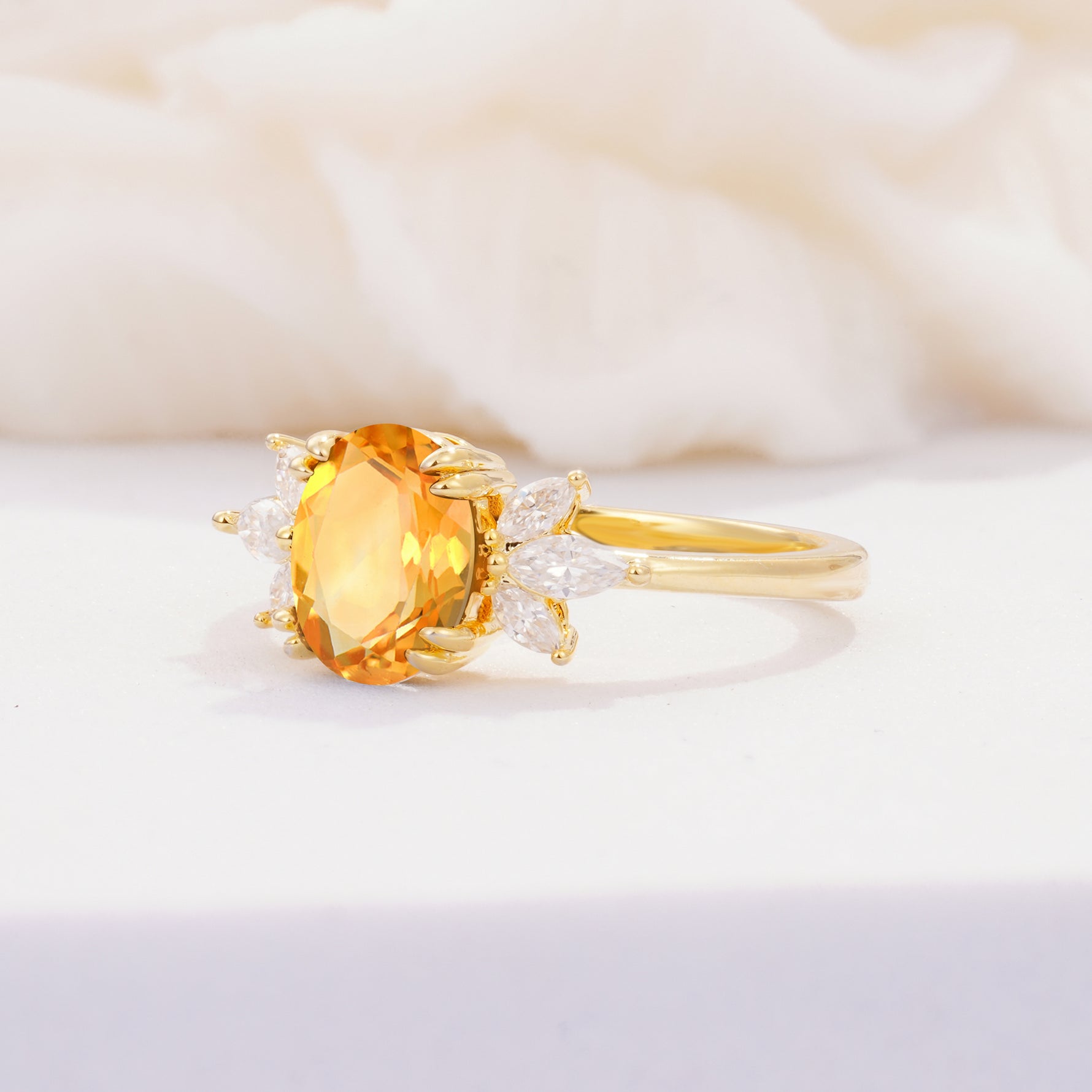 SR08756 Citrine Ring - White-Gold