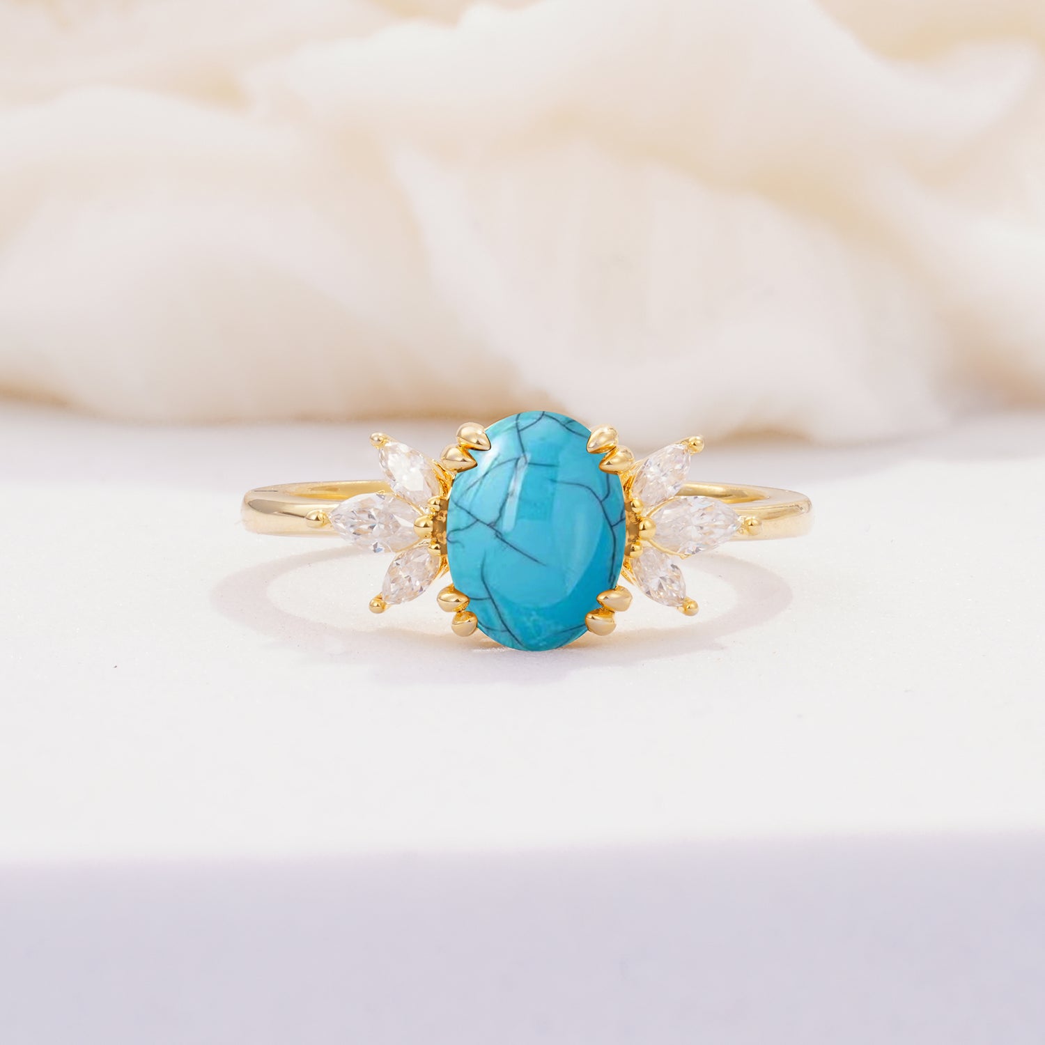 SR08756 Turquoise Ring - Yellow-Gold