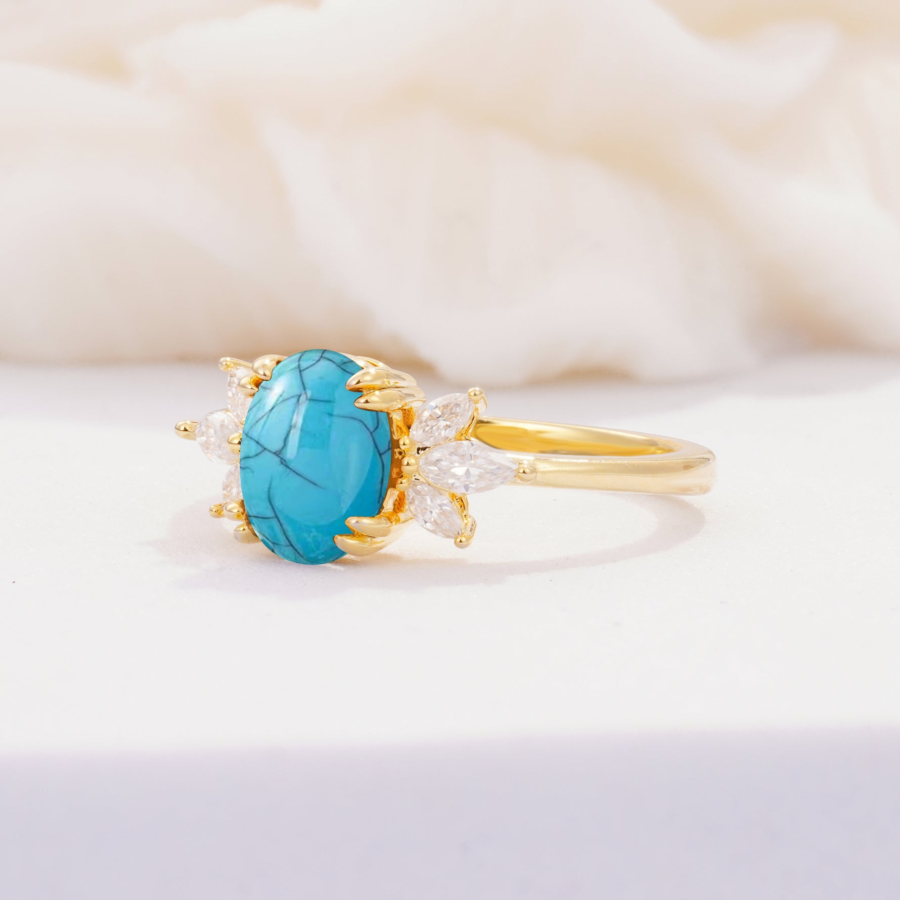 SR08756 Turquoise Ring - White-Gold