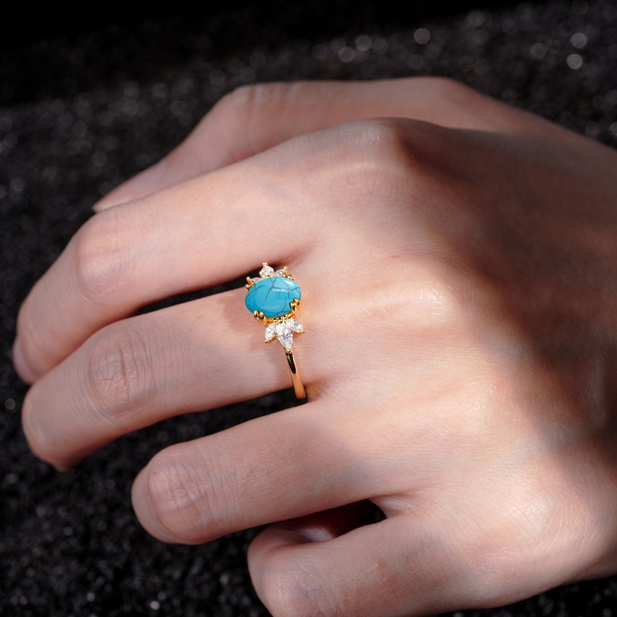 SR08756 Turquoise Ring - Rose-Gold