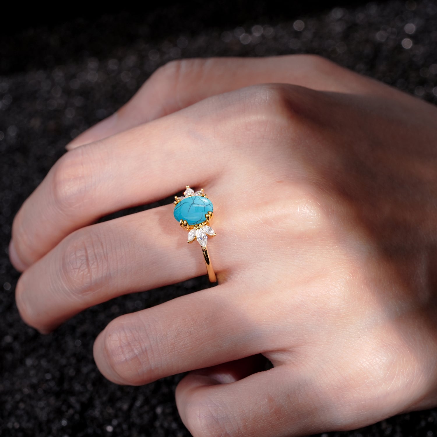 SR08756 Turquoise Ring - Rose-Gold