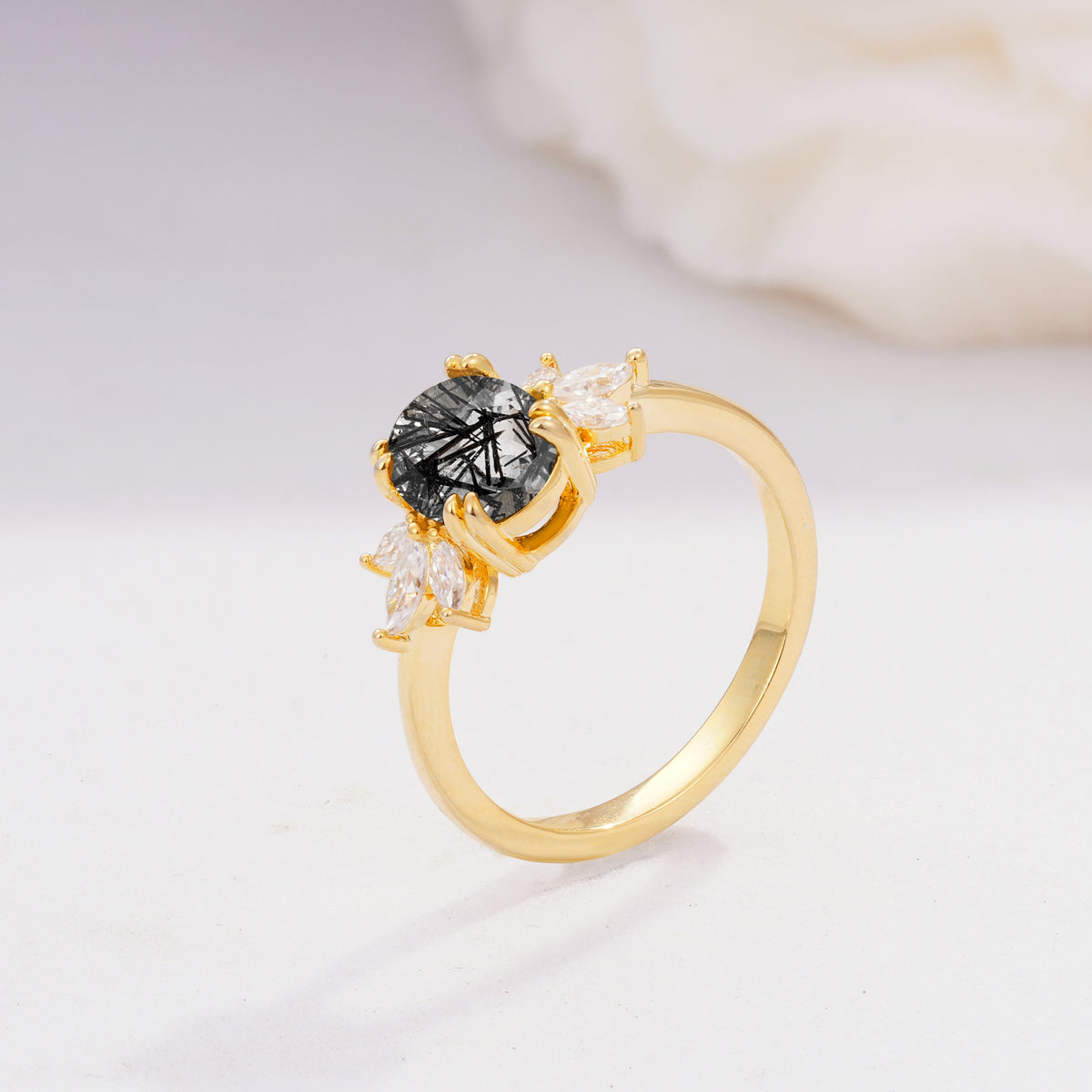 SR08756 Black Rutilated Quartz Ring - Additional view