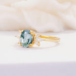 SR08756 Moss Agate Ring - White-Gold