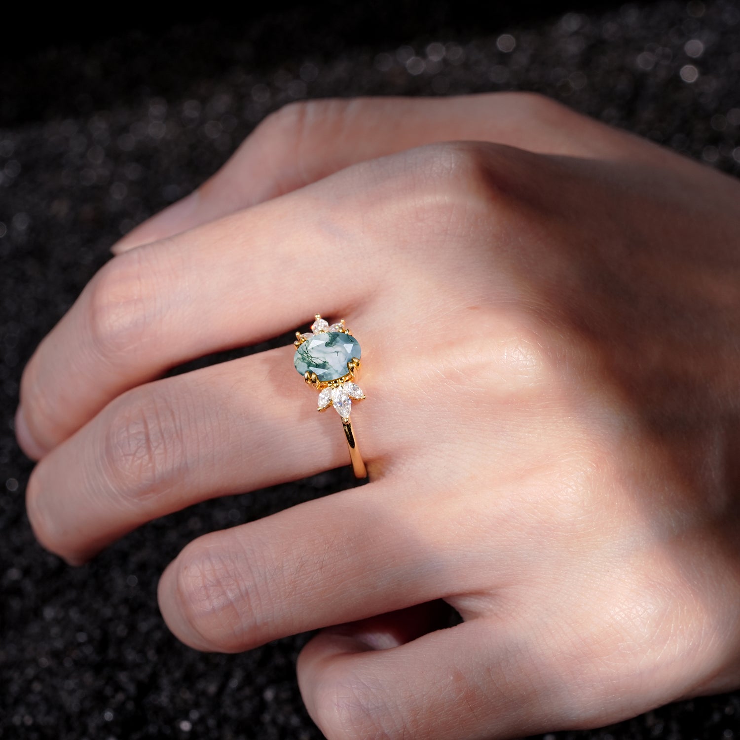 SR08756 Moss Agate Ring - Rose-Gold