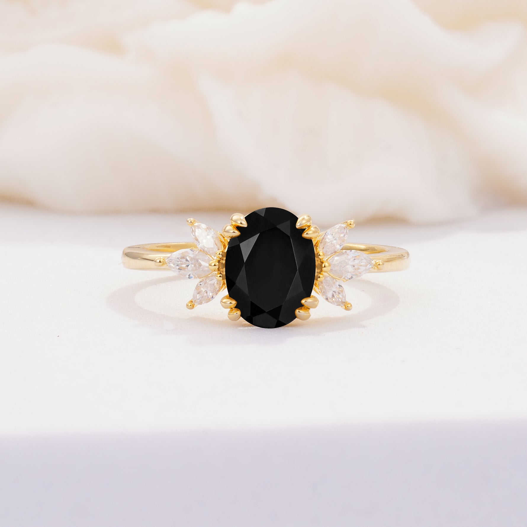 SR08756 Black Onyx Ring - Yellow-Gold