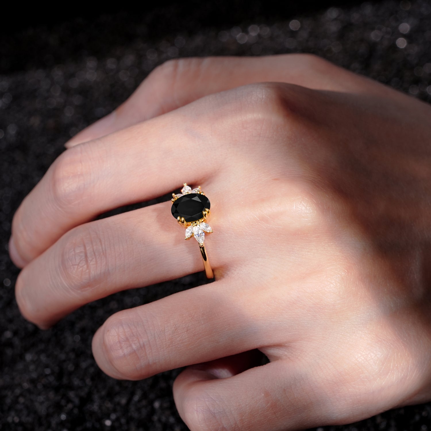 SR08756 Black Onyx Ring - Rose-Gold