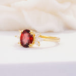 SR08756 Garnet Ring - White-Gold