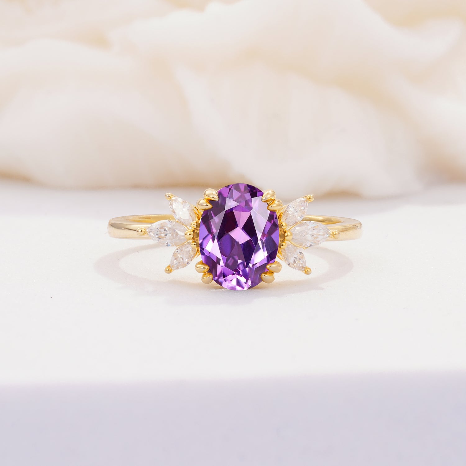 SR08756 Amethyst Ring - Yellow-Gold