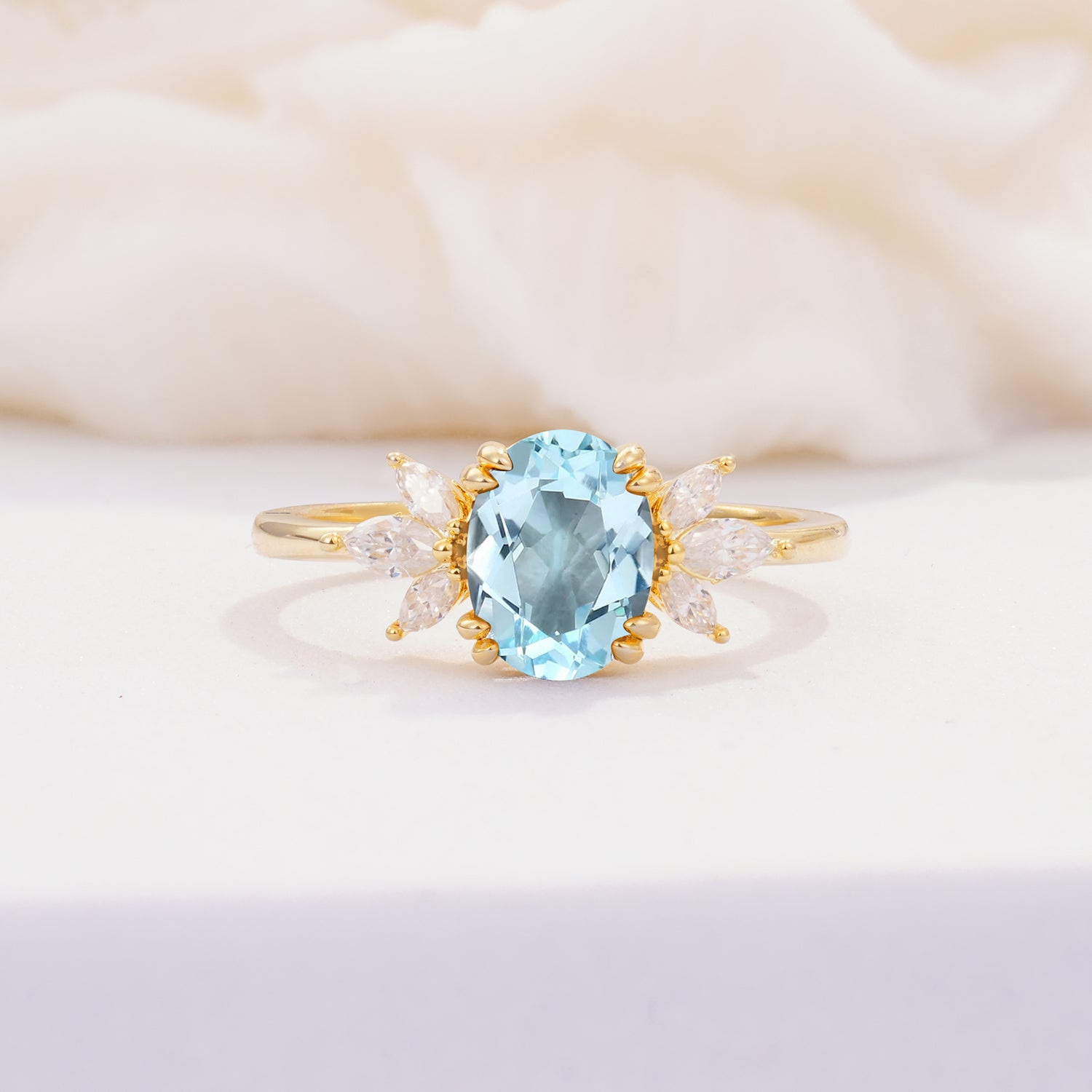SR08756 Aquamarine Ring - Yellow-Gold