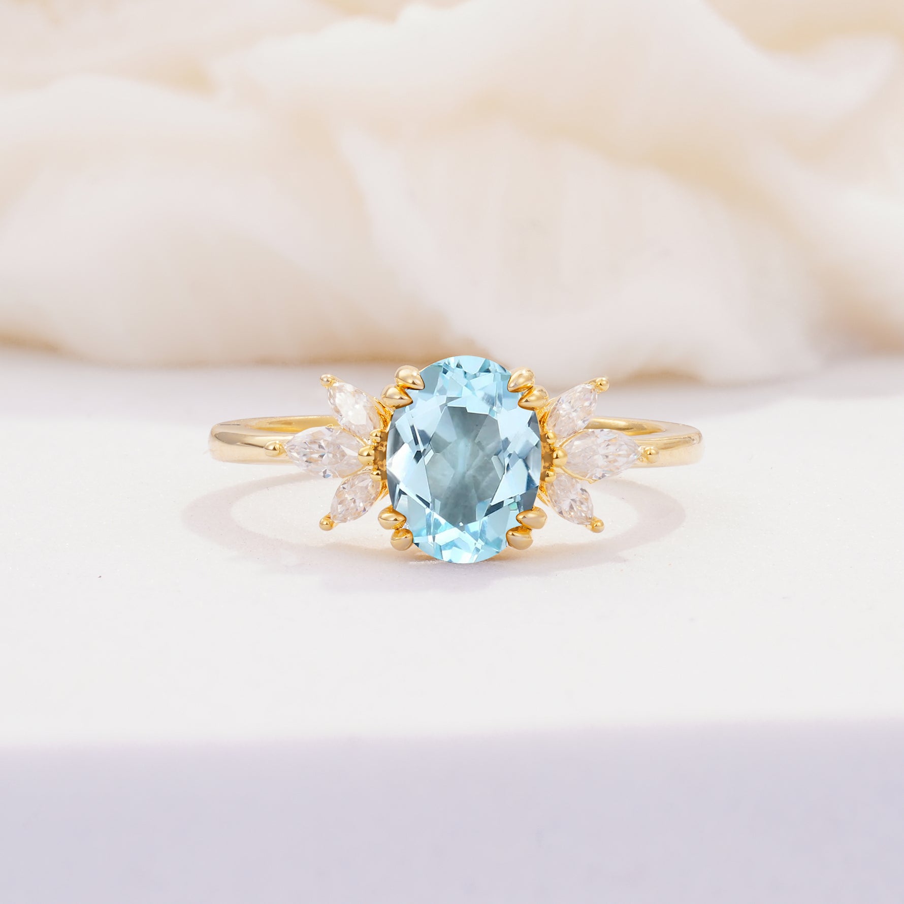 SR08756 Aquamarine Ring - Yellow-Gold