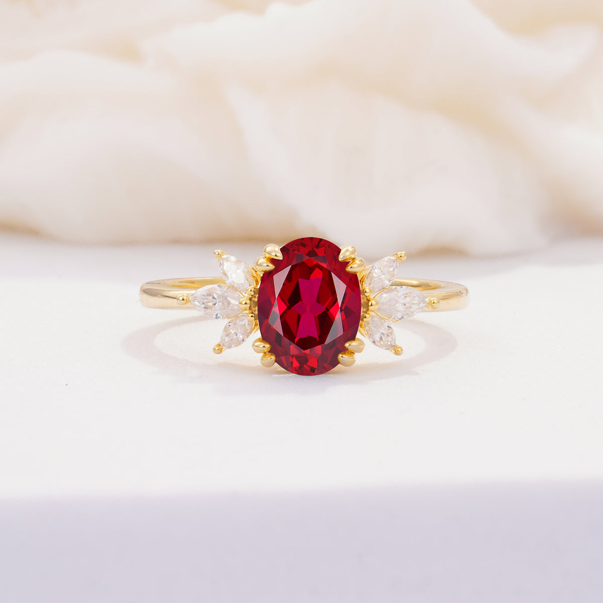 SR08756 Ruby Ring - Yellow-Gold