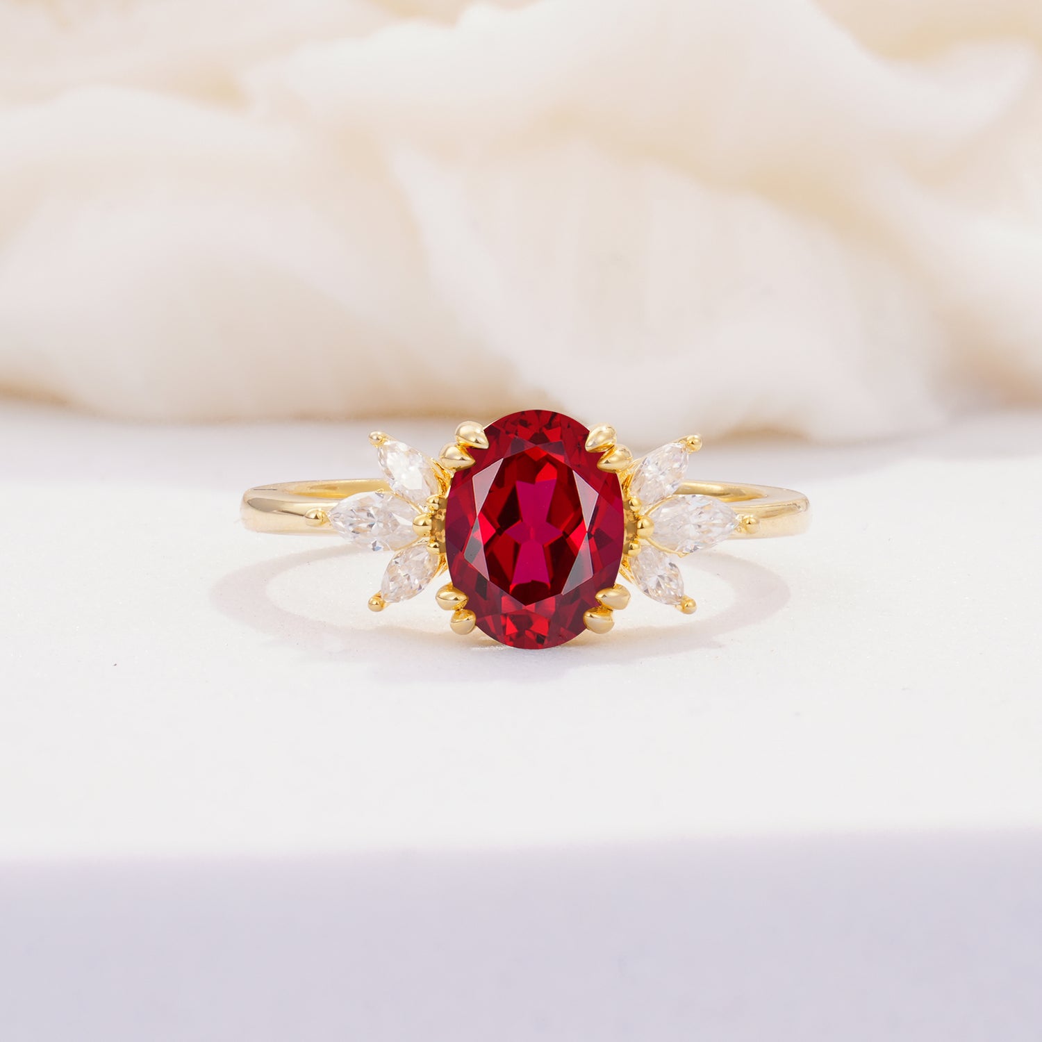 SR08756 Ruby Ring - Yellow-Gold