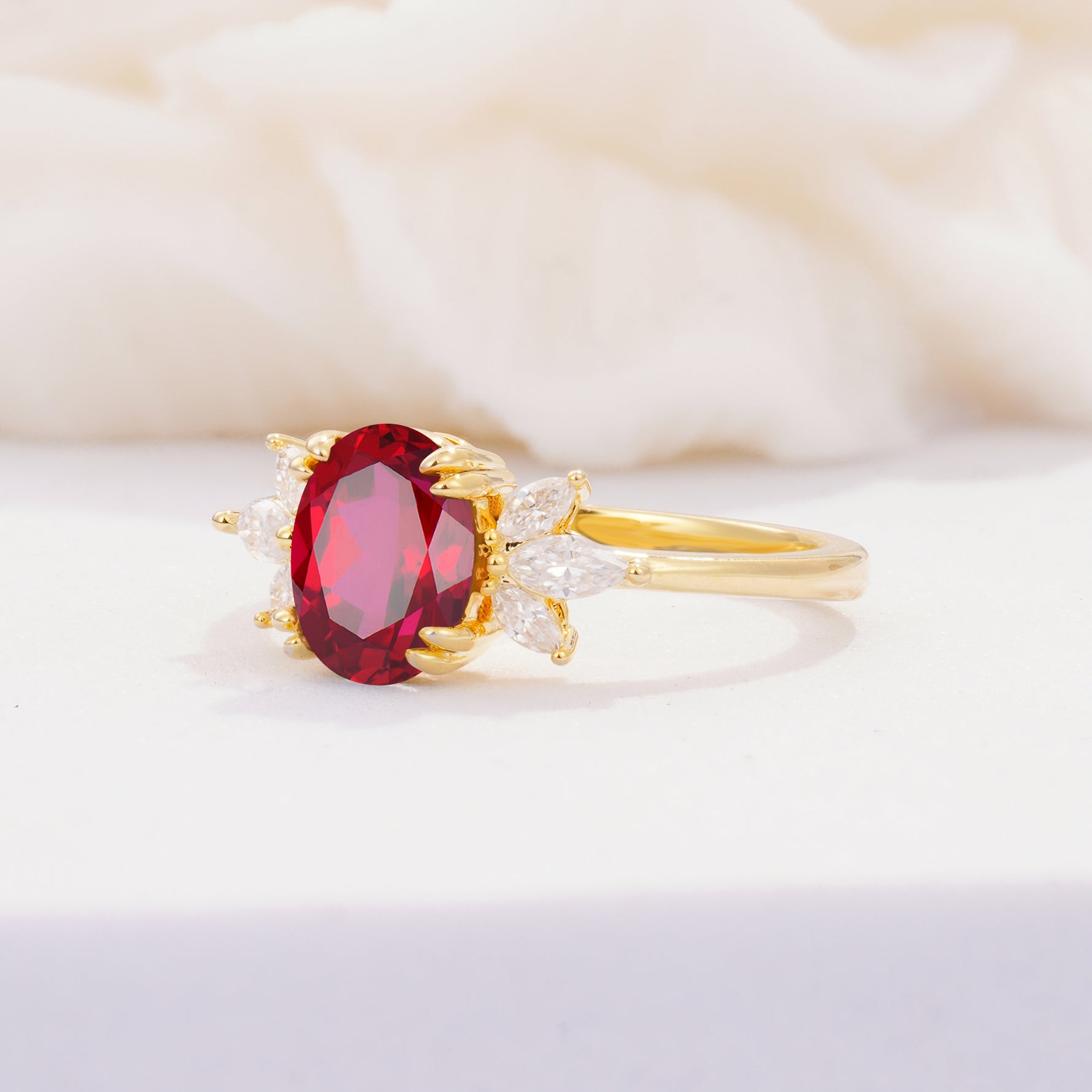 SR08756 Ruby Ring - White-Gold