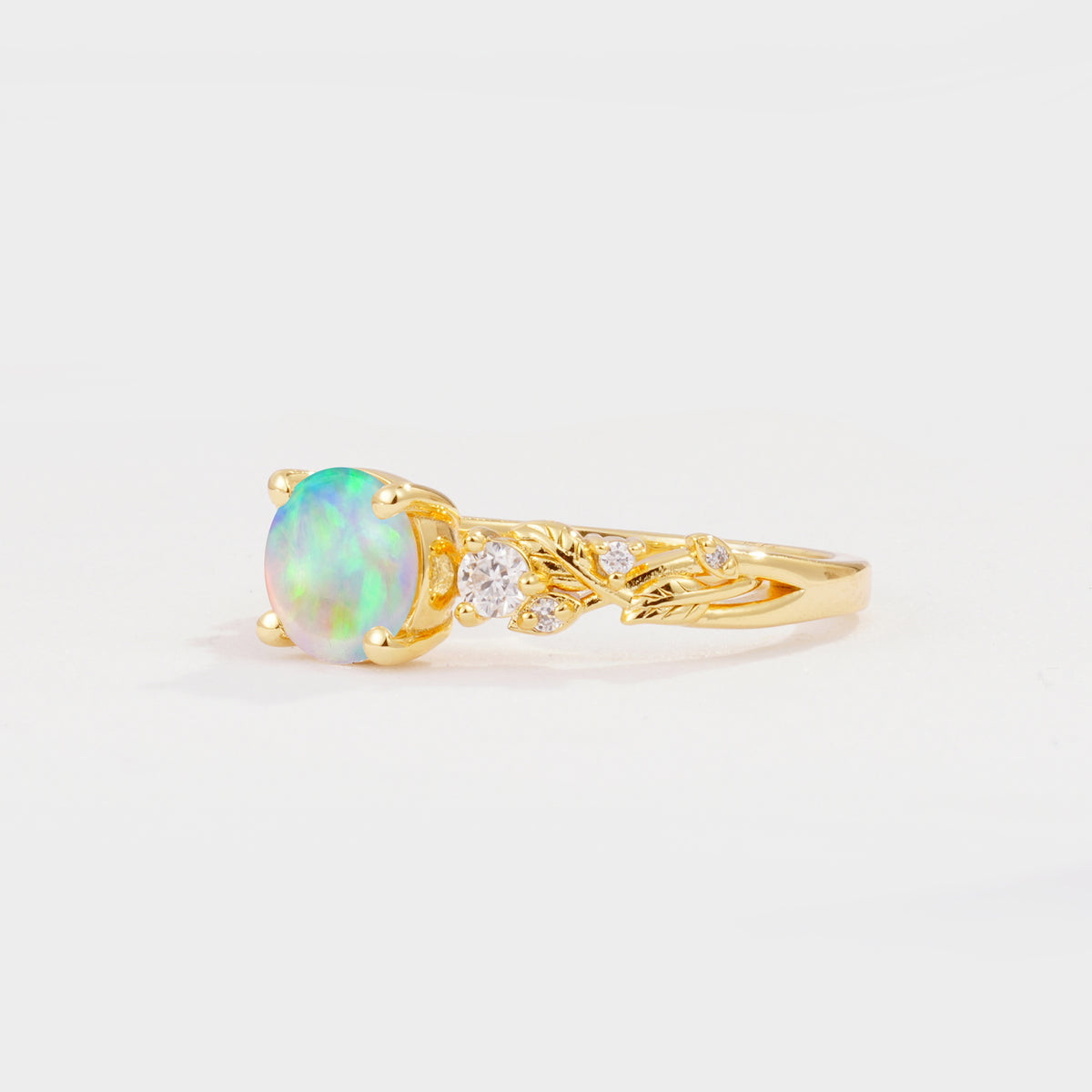SR08759 Fire Opal Ring - White-Gold