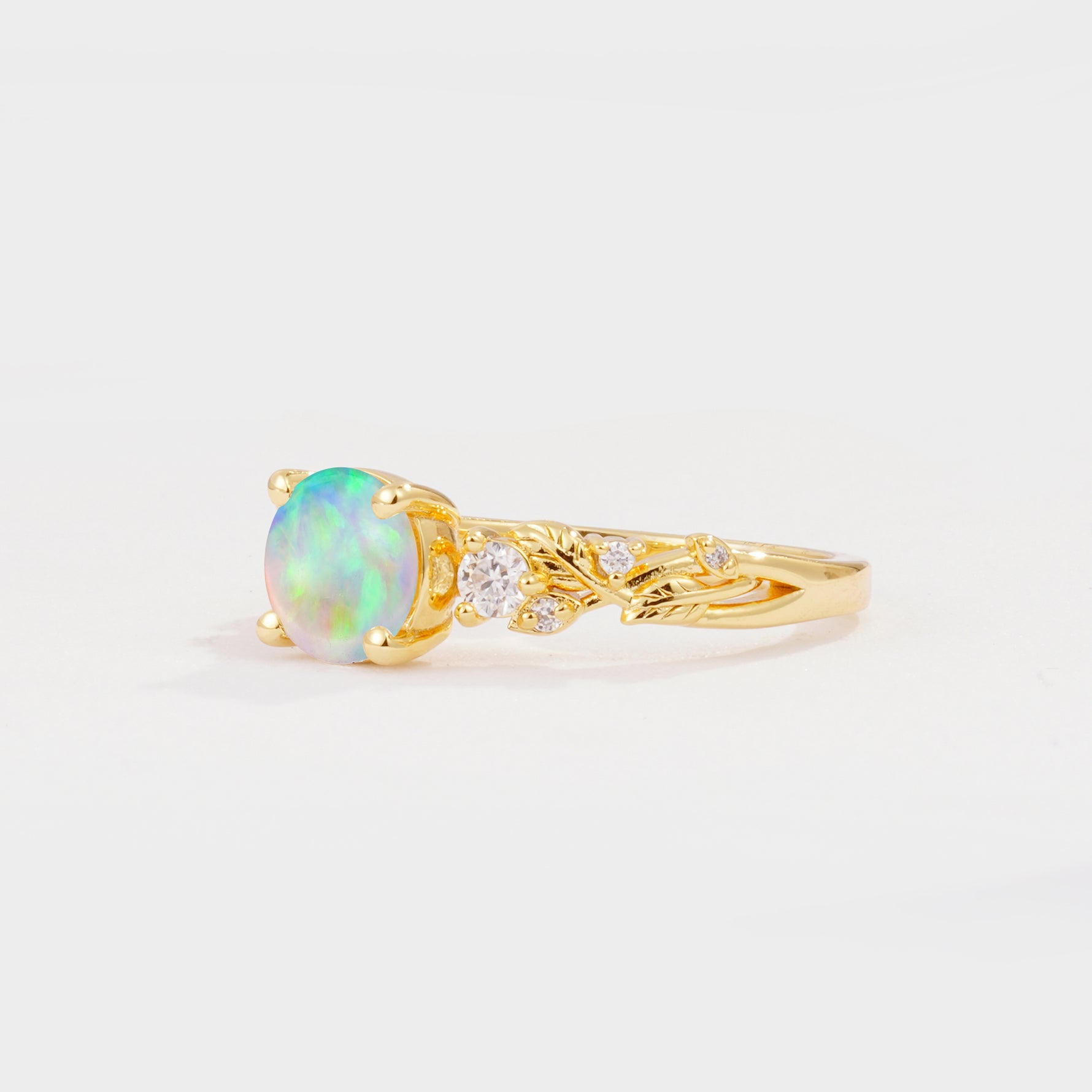 SR08759 Fire Opal Ring - White-Gold