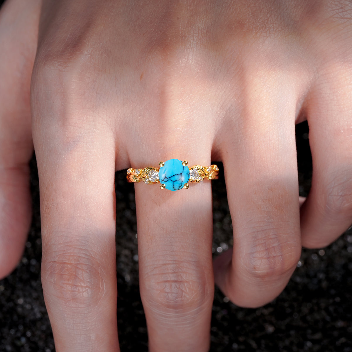 SR08759 Turquoise Ring - Rose-Gold
