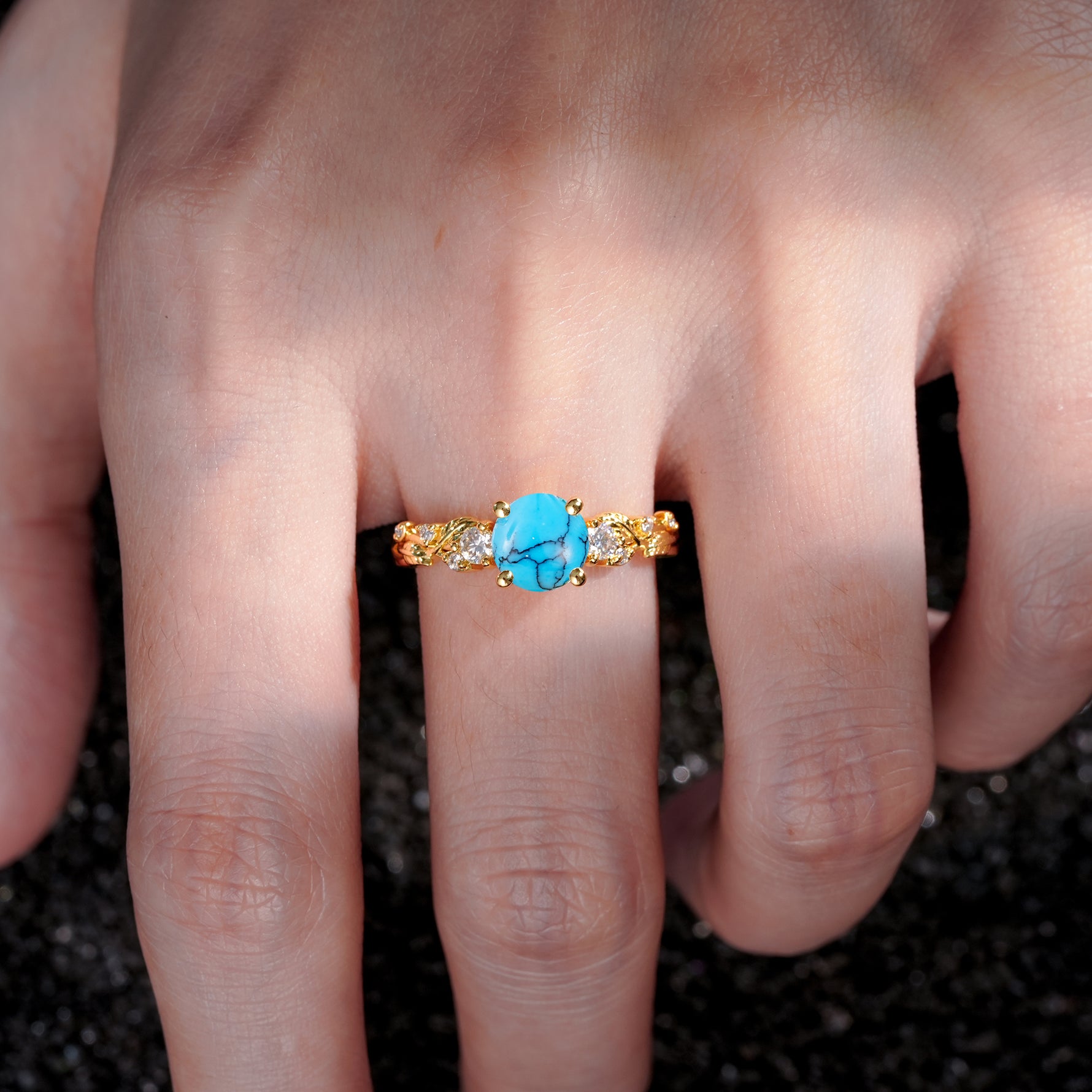 SR08759 Turquoise Ring - Rose-Gold