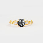 SR08759 Black Rutilated Quartz Ring - Yellow-Gold