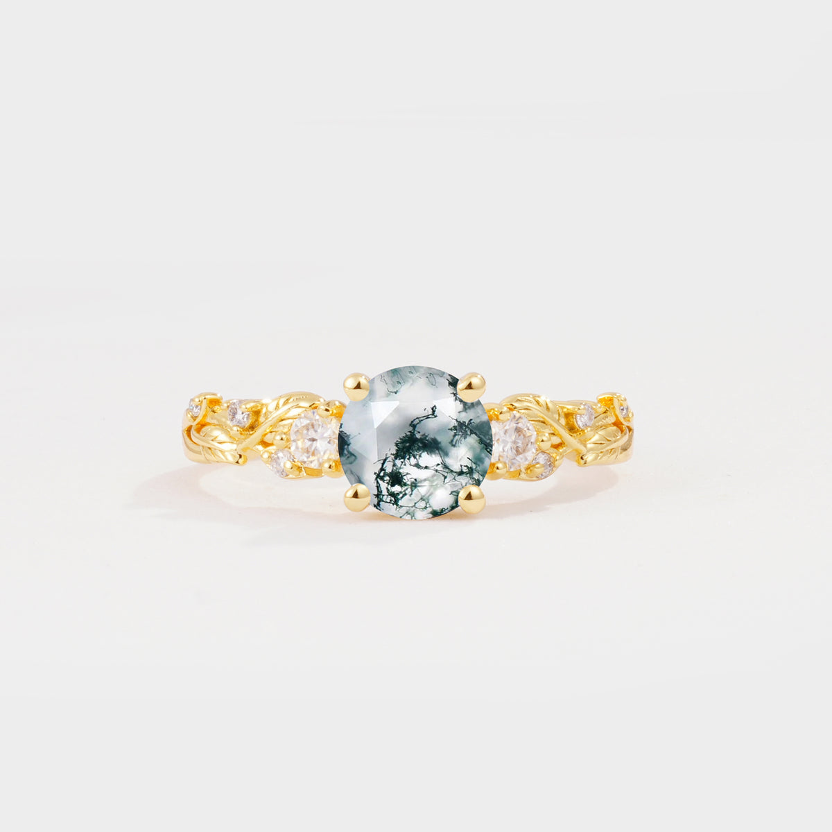 SR08759 Moss Agate Ring - Yellow-Gold