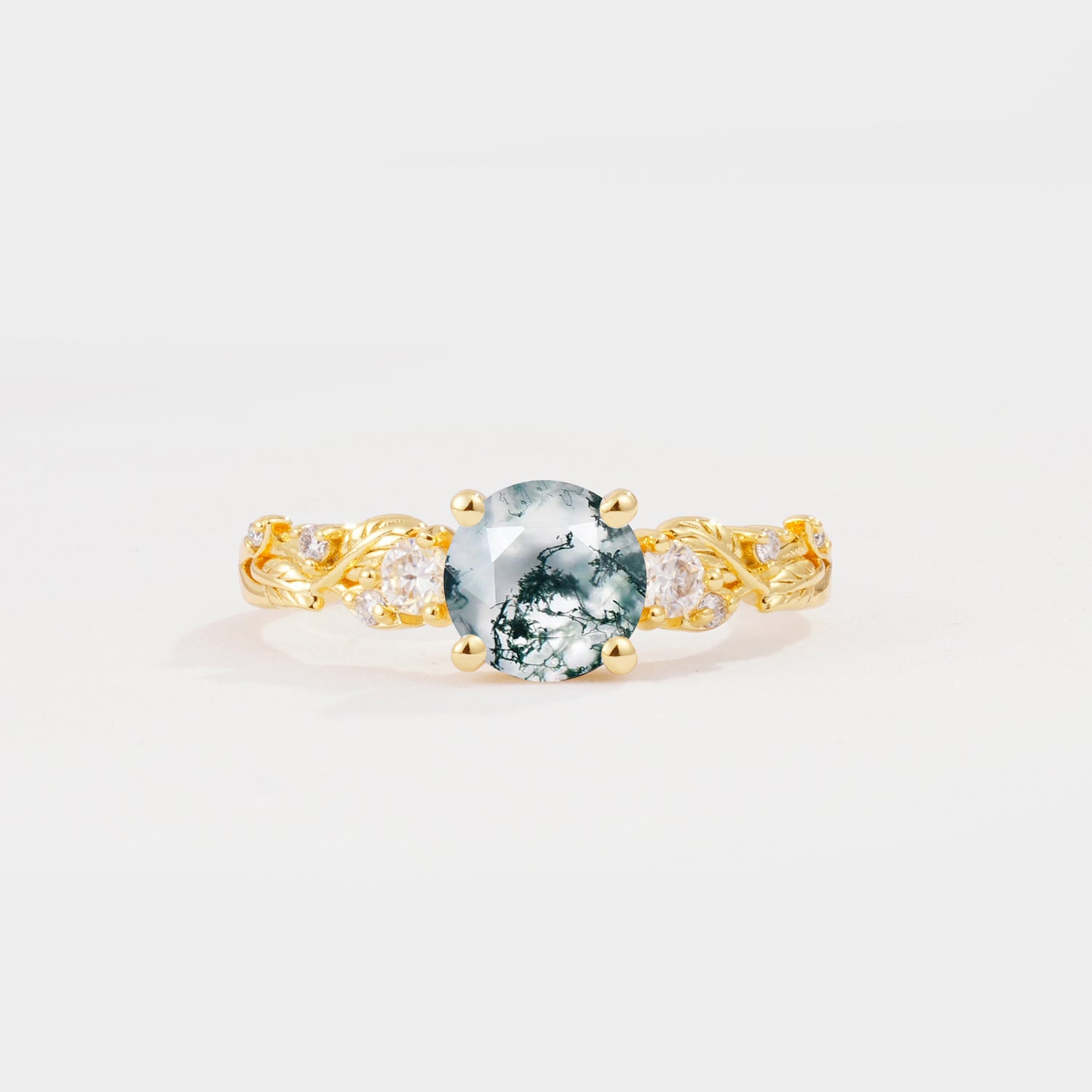 SR08759 Moss Agate Ring - Yellow-Gold